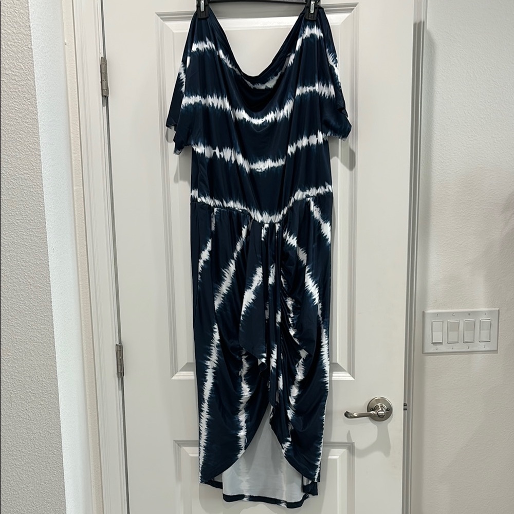 Navy and White Tie-Dye Dress